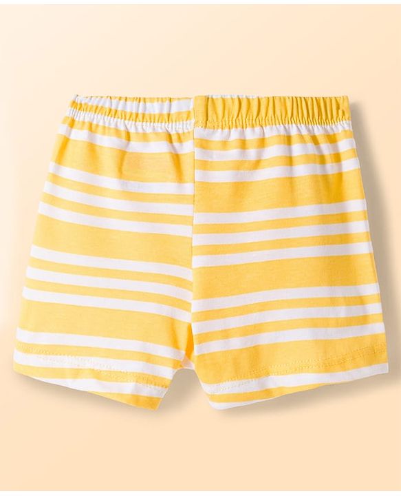 Babyhug 100% Cotton Knit Beach Theme & Striped Trunks Pack Of 3 - Multicolour