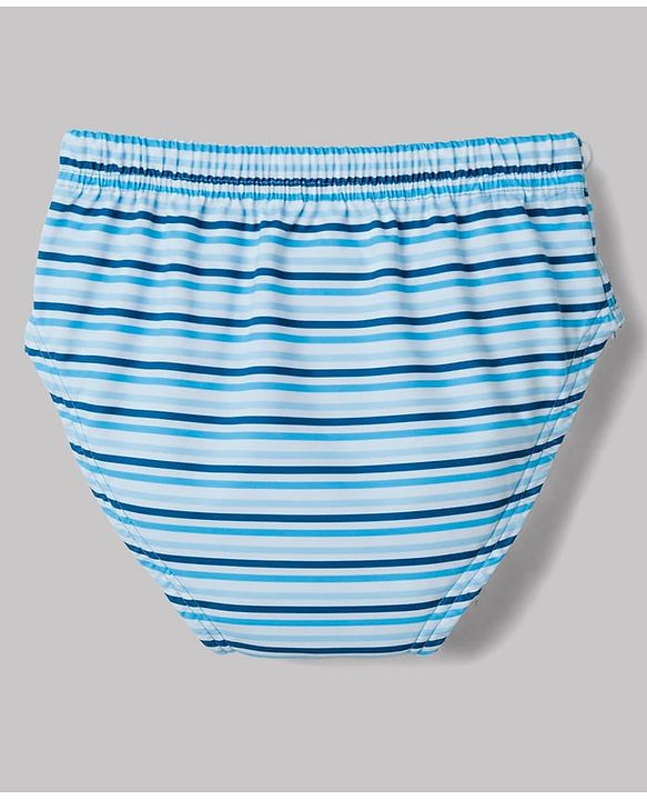 Babyhug 100% Cotton Knit Star Panda Printed & Striped Briefs Pack Of 3 - Light & Navy Blue