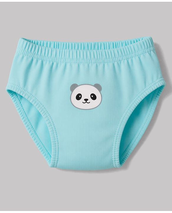 Babyhug 100% Cotton Knit Star Panda Printed & Striped Briefs Pack Of 3 - Light & Navy Blue