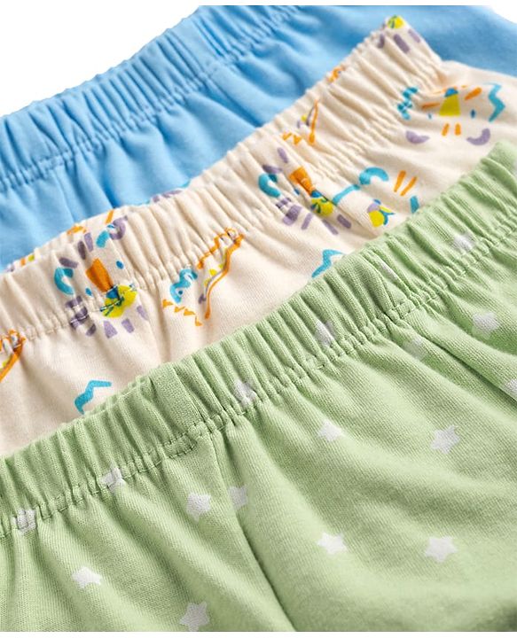 Babyhug 100% Cotton Knit Trunks with Animal & Star Print Pack of 3 - Multicolor