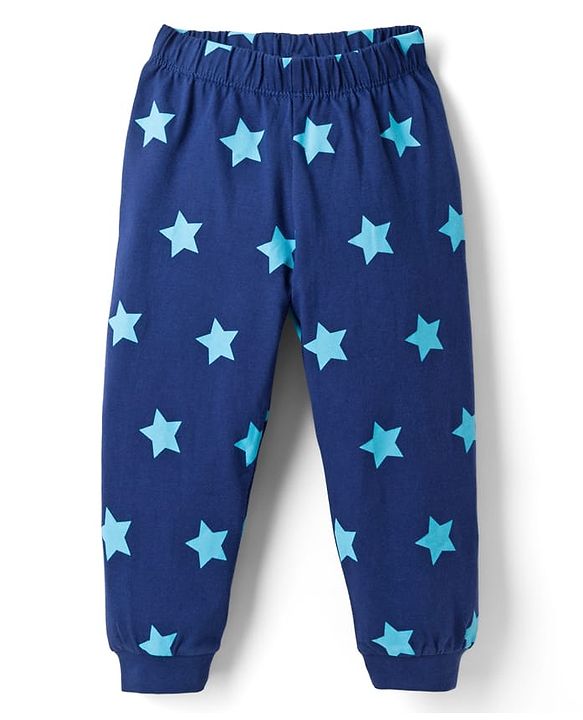Babyhug Cotton Knit Half Sleeves Animal & Star Printed T-Shirt & Pyjama Night Suit - Red