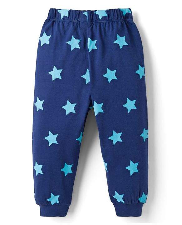 Babyhug Cotton Knit Half Sleeves Animal & Star Printed T-Shirt & Pyjama Night Suit - Red