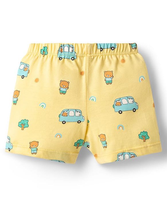 Babyhug Single Jersey Knit Trunks With Car Print Pack of 3 - Multicolor