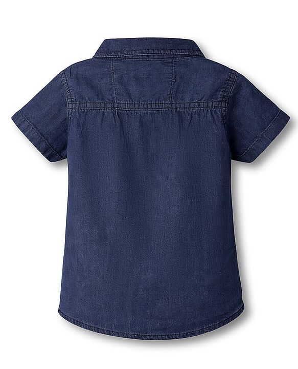 Babyhug Cotton Woven Shirt Half Sleeve Regular Collar Blue 0-3 Months