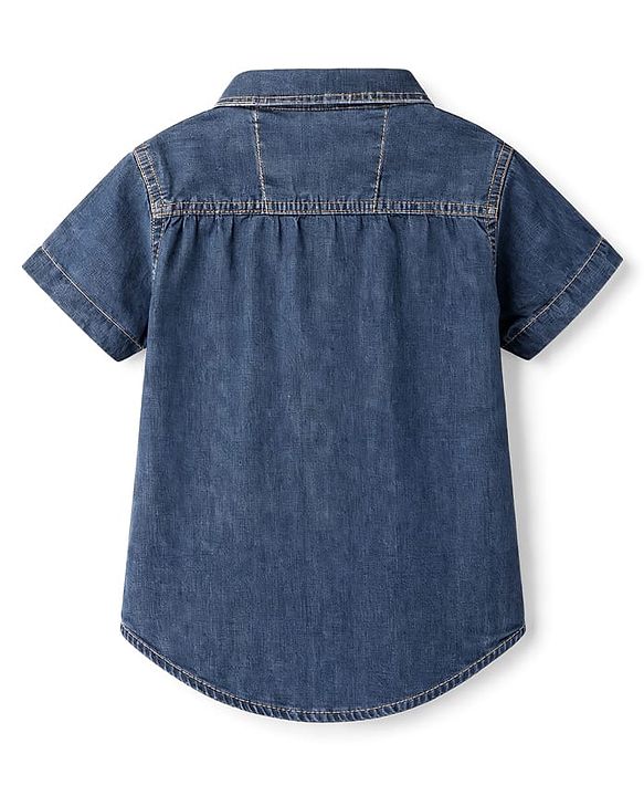 Babyhug Cotton Woven Shirt Half Sleeve Regular Collar Blue 0-3 Months