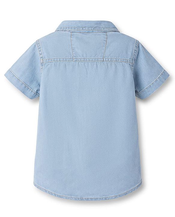 Babyhug Cotton Woven Shirt Half Sleeve Regular Collar Blue 0-3 Months