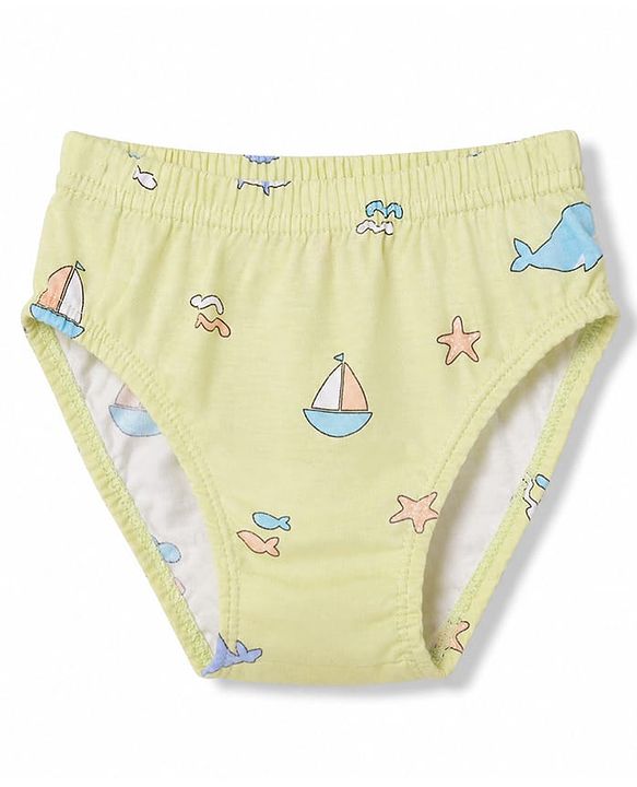 Babyhug 100% Cotton Knit Striped & Sea Life & Nautical Theme Printed Briefs Pack Of 3 - Briefs