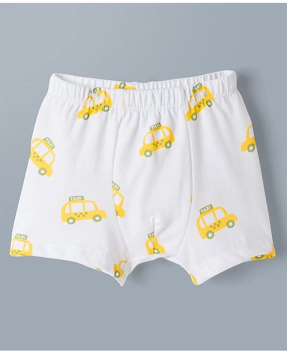 Babyhug 100% Cotton Knit Trunks With Taxi & Star Print Pack of 3 - Multicolor
