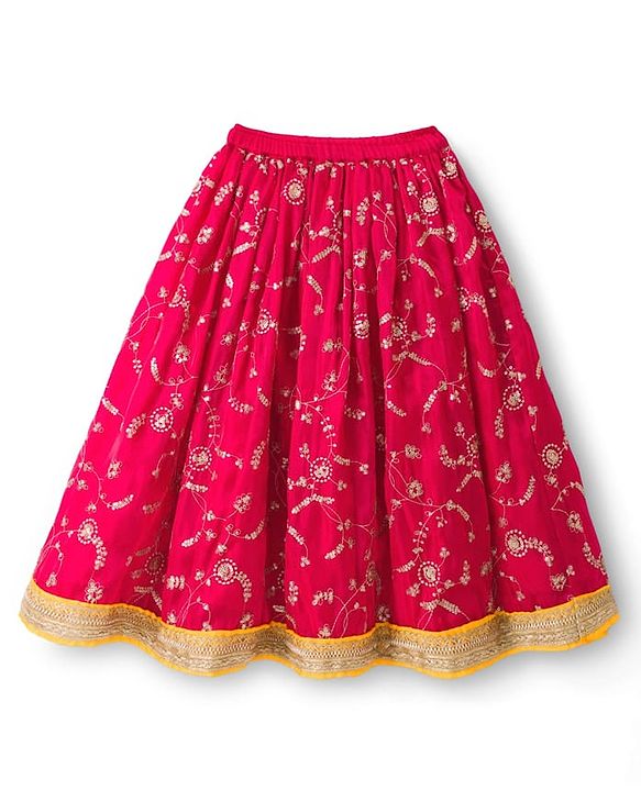 Babyhug Georgette Woven Sleeveless Choli Lehenga Set With Floral Embroidery & Dupatta - Pink
