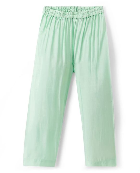 Babyhug Cotton Blend Woven Full Sleeves Solid Kurta Pyjama Set With Embroidered Jacket -light Green