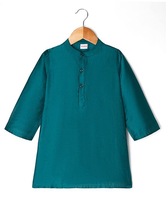 Babyhug Cotton Blend Woven Full Sleeves Kurta Pajama Set with Jacket & Jungle Theme Embroidery - Green
