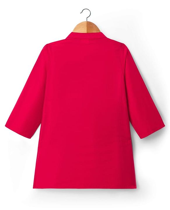 Babyhug Cotton Blend Woven Full Sleeves Solid Kurta Pyjama Set With Floral Embroidered Jacket - Dark Pink & Navy Blue
