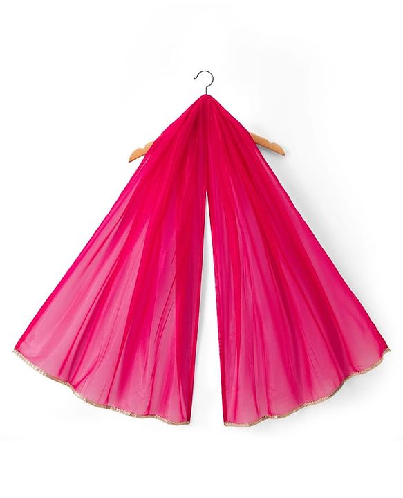 Babyhug Georgette Woven Sleeveless Chinnon Embroidered Choli Lehenga Set with Dupatta & Lace Detailing- Pink