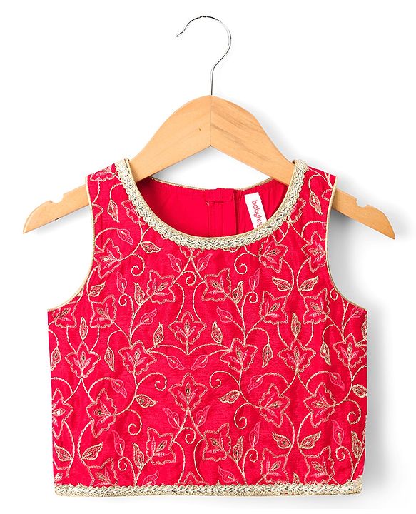 Babyhug Georgette Woven Sleeveless Chinnon Sequin Embroidered Choli Lehenga  & Dupatta Set with Lace Detailing -  Red