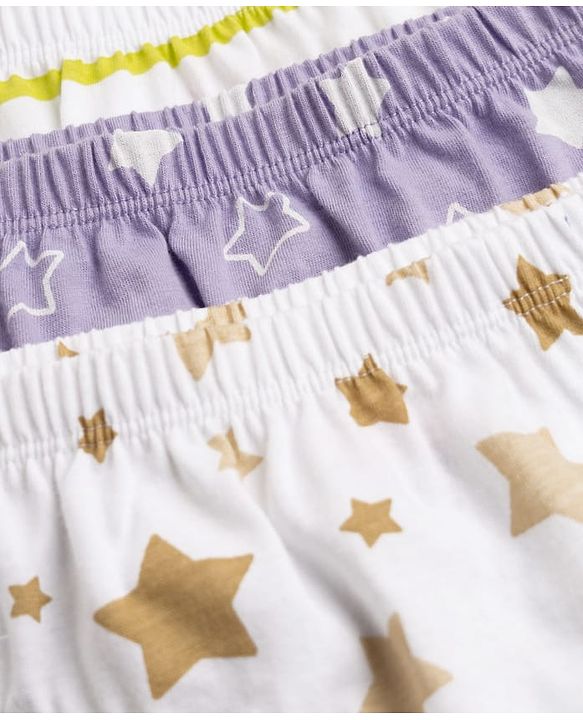 Babyhug 100% Cotton Knit Star Printed Briefs Pack of 3 - Multicolor