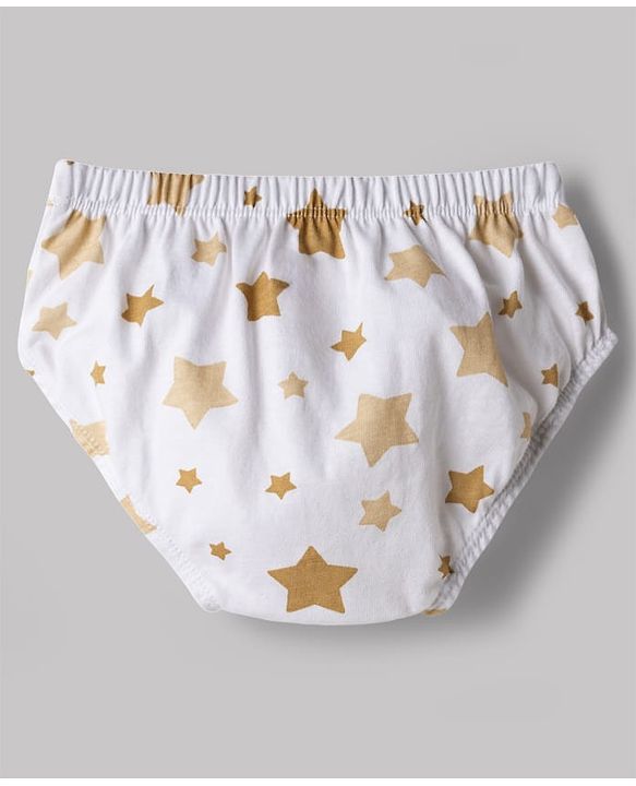 Babyhug 100% Cotton Knit Star Printed Briefs Pack of 3 - Multicolor