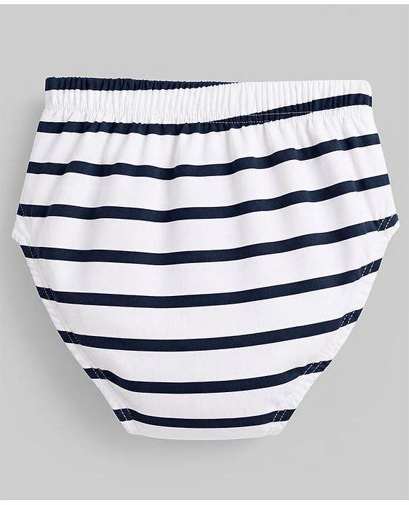 Babyhug 100% Cotton Single Jersey Knit Briefs With Stripes & Star Print Pack of 3 - White, Red & Light Blue