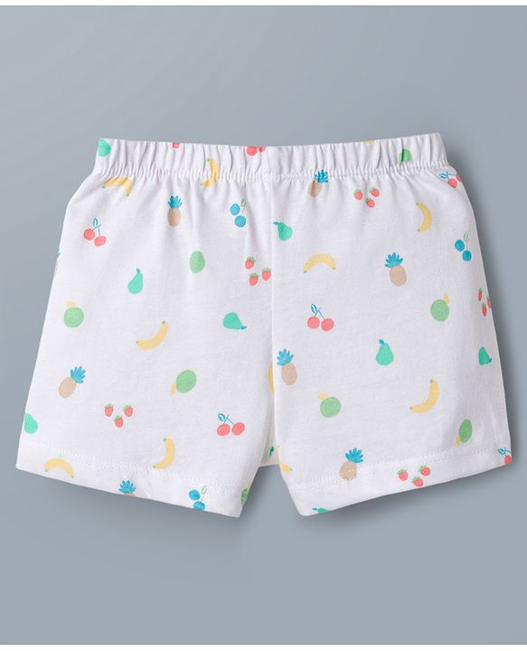 Babyhug 100% Cotton Knit Striped & Cherry Printed Trunks Pack of 3 - Multicolor