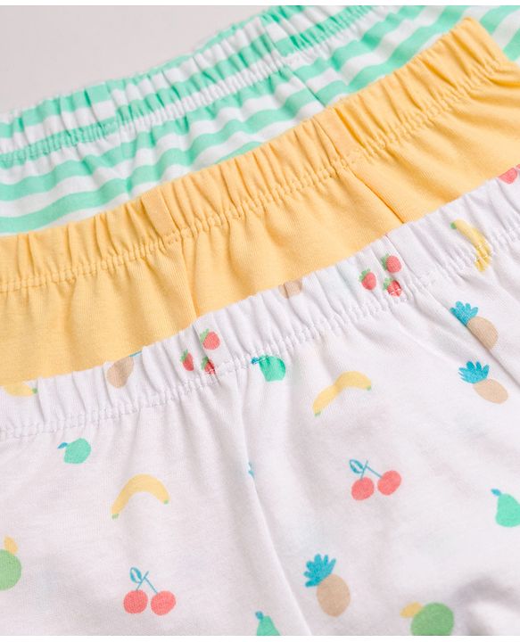 Babyhug 100% Cotton Knit Striped & Cherry Printed Trunks Pack of 3 - Multicolor