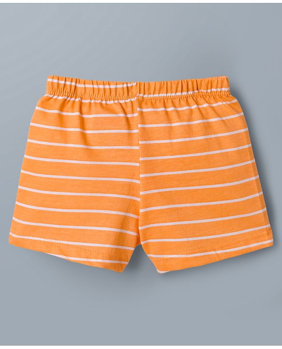 Babyhug 100% Cotton Knit Striped & Tractor Printed Trunks Pack of 3 - Multicolor