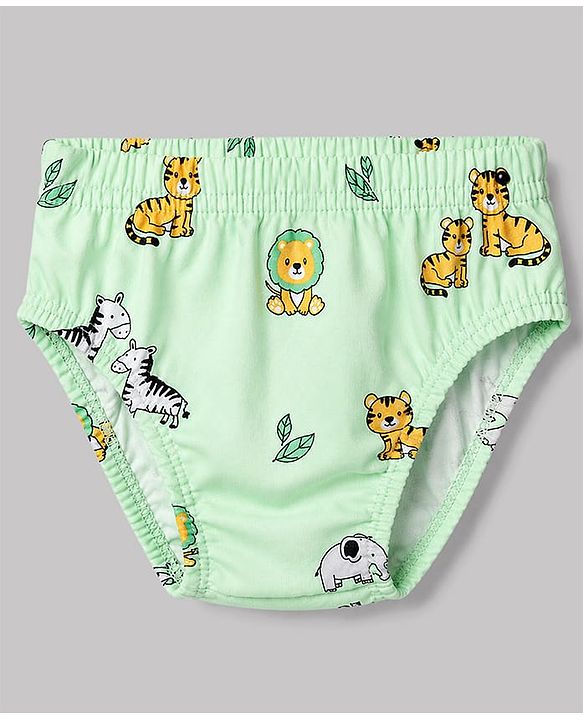 Babyhug 100% Cotton Single Jersey Knit Striped Briefs With Animal Print Pack of 3 - Multicolor