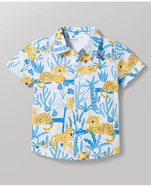 Babyhug Single Jersey Knit Half Sleeves Shirt & Shorts Set With Floral Print - Multicolor