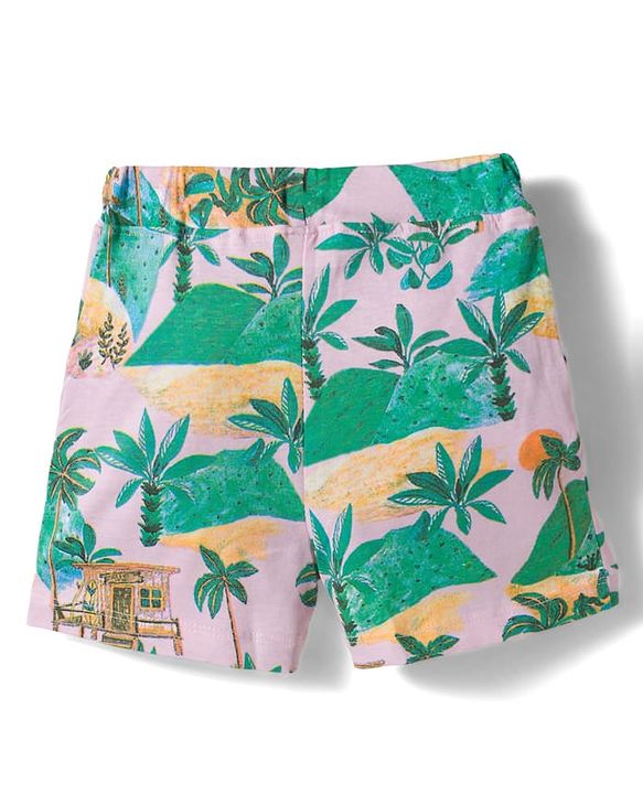 Babyhug Single Jersey Knit Half Sleeves Co-ords Shirt & Shorts Set with Jungle Theme Print - Multicolor