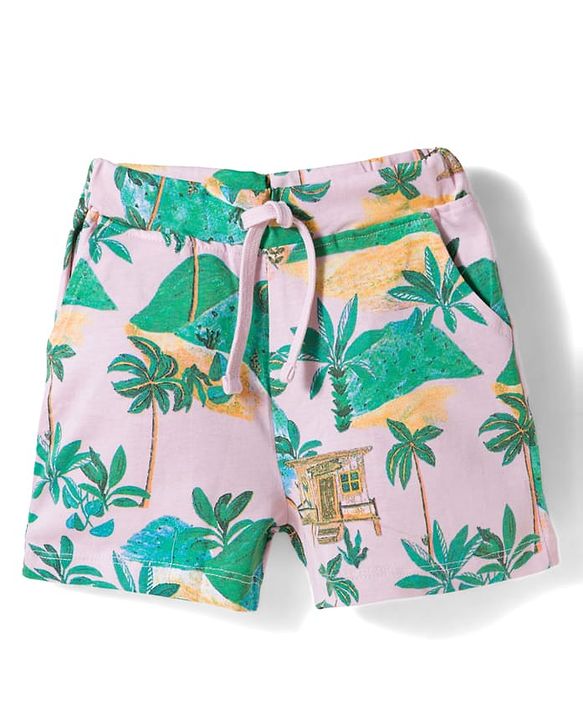 Babyhug Single Jersey Knit Half Sleeves Co-ords Shirt & Shorts Set with Jungle Theme Print - Multicolor
