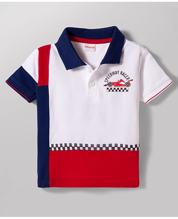 Babyhug 100% Cotton Knit Half Sleeves Cut N Sew Vehicles Printed Polo T-Shirt & Shorts Set - Multicolour