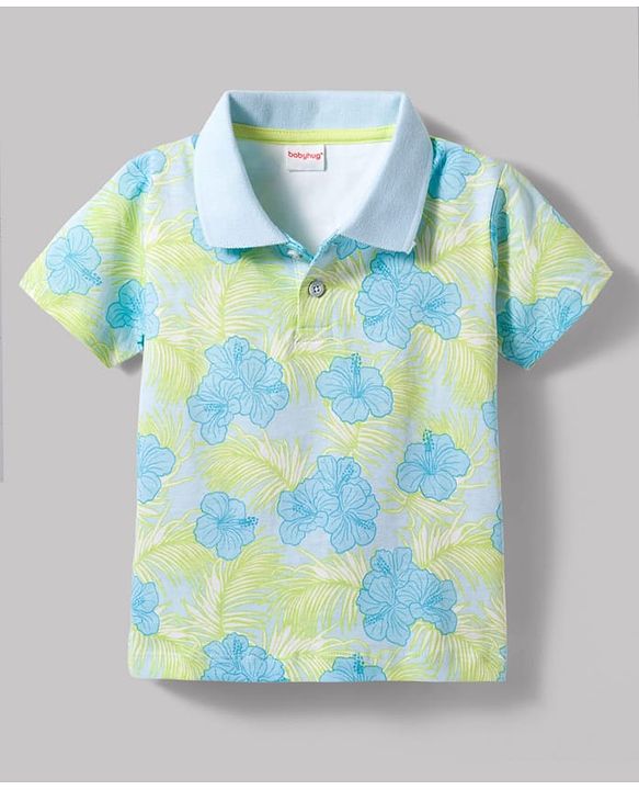 Babyhug 100% Cotton Knit Half Sleeves Floral Printed T-Shirt & Shorts Set - Multicolour