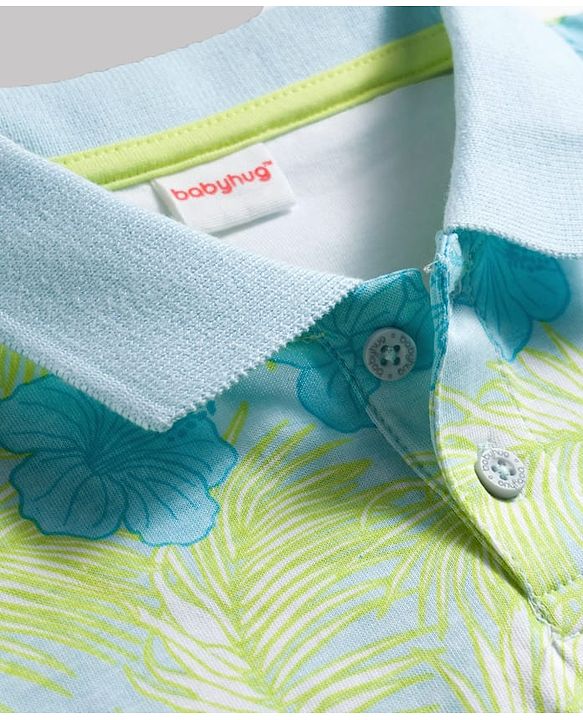 Babyhug 100% Cotton Knit Half Sleeves Floral Printed T-Shirt & Shorts Set - Multicolour