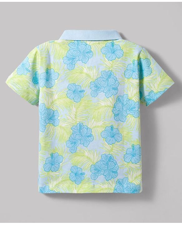 Babyhug 100% Cotton Knit Half Sleeves Floral Printed T-Shirt & Shorts Set - Multicolour