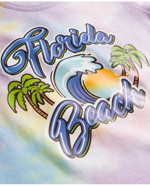 Babyhug 100% Cotton Knit Half Sleeves Beach Theme Printed Co-Ords T-Shirt & Shorts Set - Multicolour