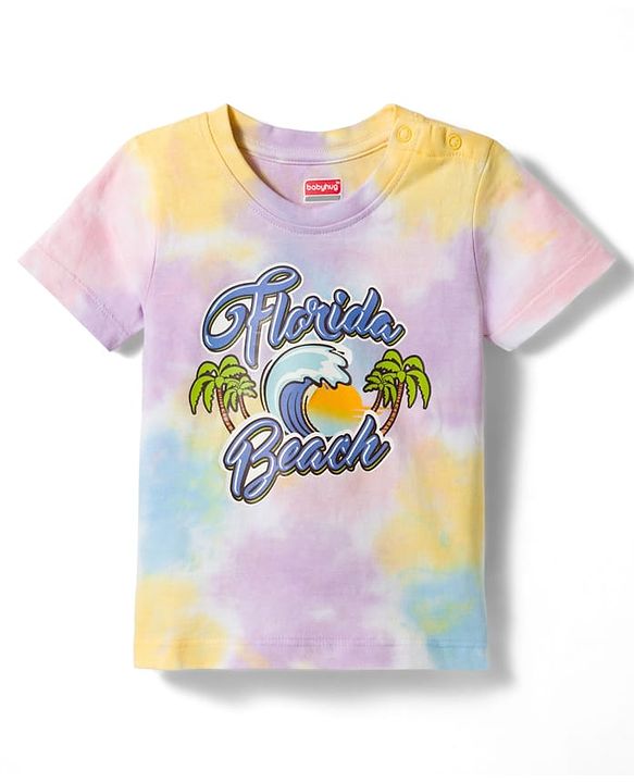 Babyhug 100% Cotton Knit Half Sleeves Beach Theme Printed Co-Ords T-Shirt & Shorts Set - Multicolour