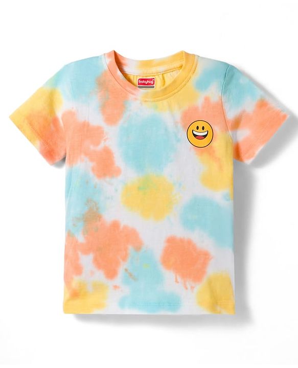 Babyhug 100% Cotton Knit Half Sleeves Smile Printed Co-Ords T-Shirt & Shorts Set - Multicolour