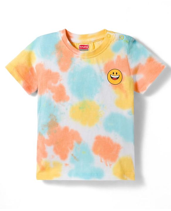 Babyhug 100% Cotton Knit Half Sleeves Smile Printed Co-Ords T-Shirt & Shorts Set - Multicolour