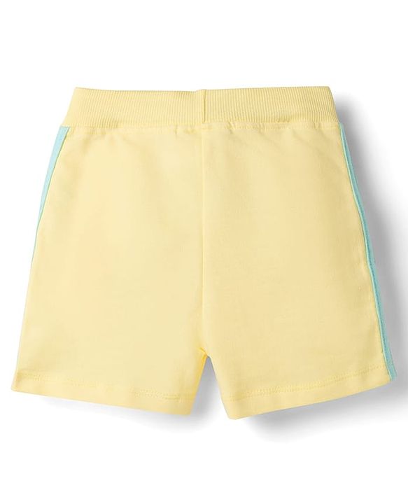 Babyhug Single Jersey Knit Half Sleeves Cut & Sew Striped T-Shirt & Shorts Set - Yellow