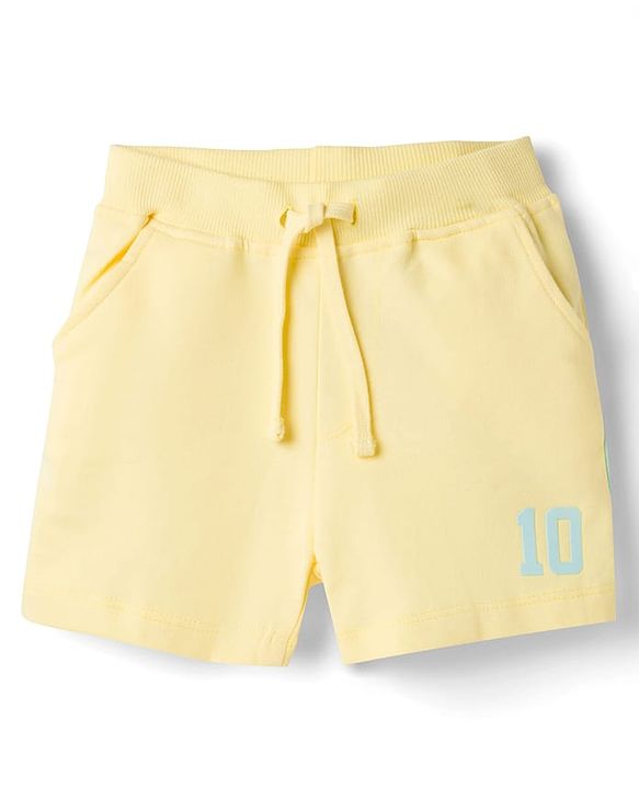 Babyhug Single Jersey Knit Half Sleeves Cut & Sew Striped T-Shirt & Shorts Set - Yellow