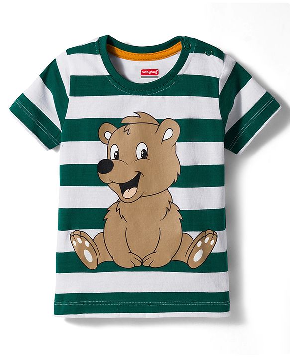 Babyhug Single Jersey Knit Half Sleeves T-Shirt & Shorts Set With Teddy Bear Print - Multicolor