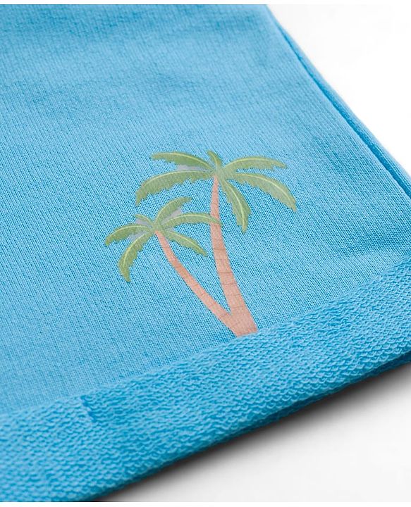 Babyhug Single Jersey Knit Sleeveless T-Shirt & Shorts Set with Beach Theme Print - Blue