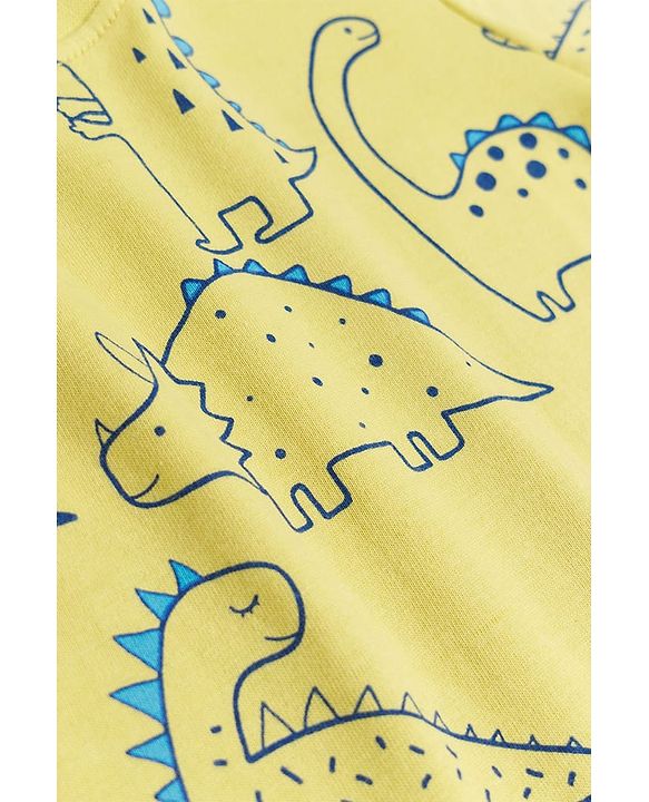 Babyhug Cotton Knit Half Sleeves T-Shirt & Pyjama Night Co-ord Night Suit With Dino Print - Green
