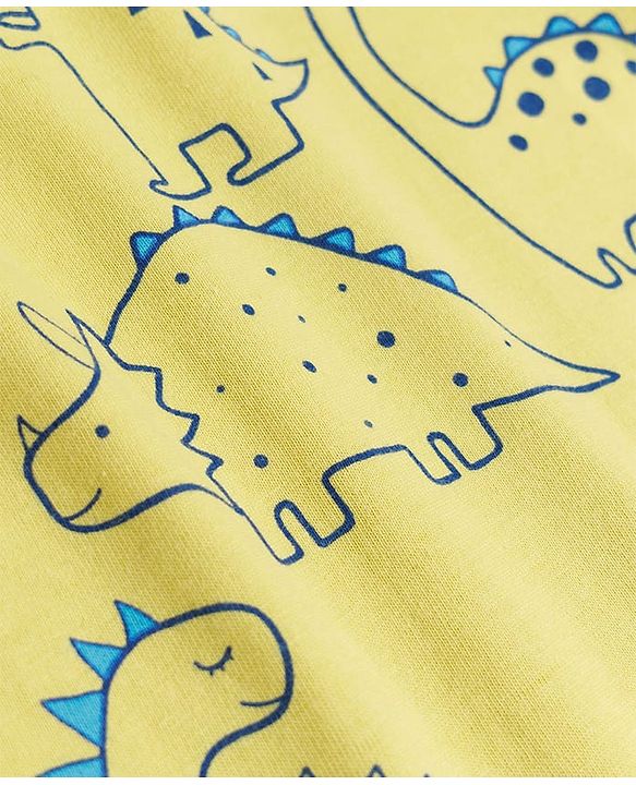 Babyhug Cotton Knit Half Sleeves T-Shirt & Pyjama Night Co-ord Night Suit With Dino Print - Green