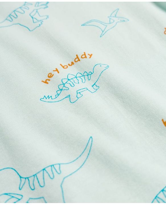 Babyhug Cotton Knit Half Sleeves T-Shirt & Pajama Night Suits with Dino Print - Blue