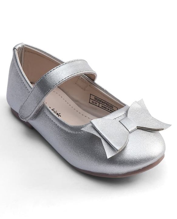 Pine Kids Velcro Closure Ballerina With Bow Applique - Silver