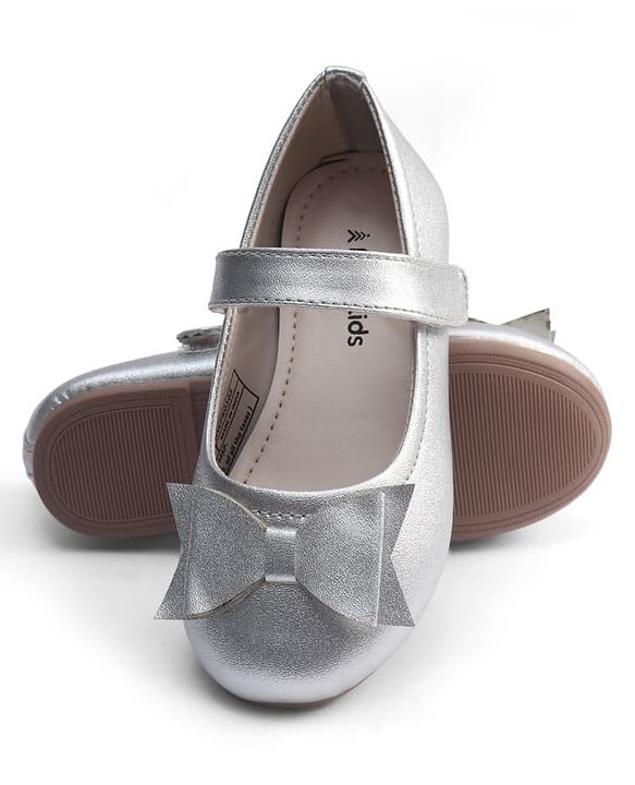 Pine Kids Velcro Closure Ballerina With Bow Applique - Silver