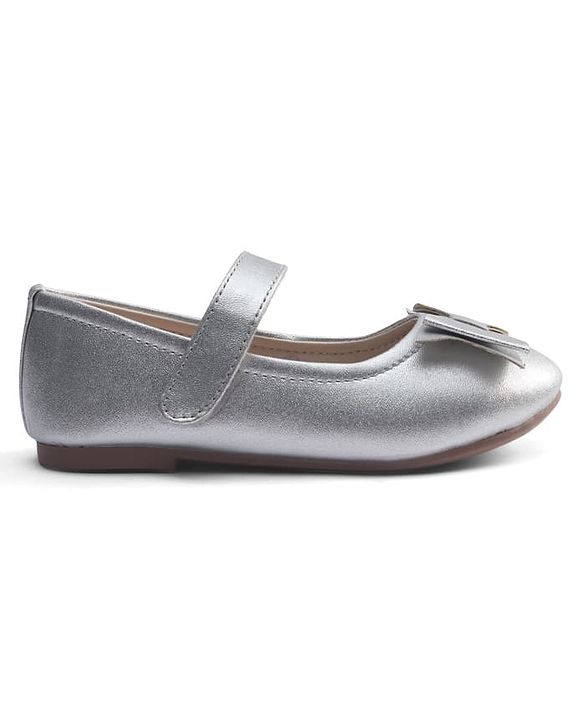 Pine Kids Velcro Closure Ballerina With Bow Applique - Silver