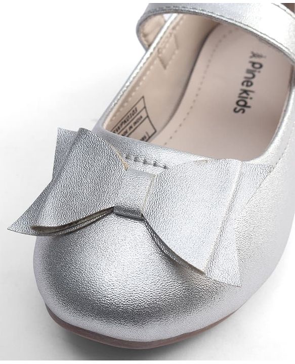 Pine Kids Velcro Closure Ballerina With Bow Applique - Silver