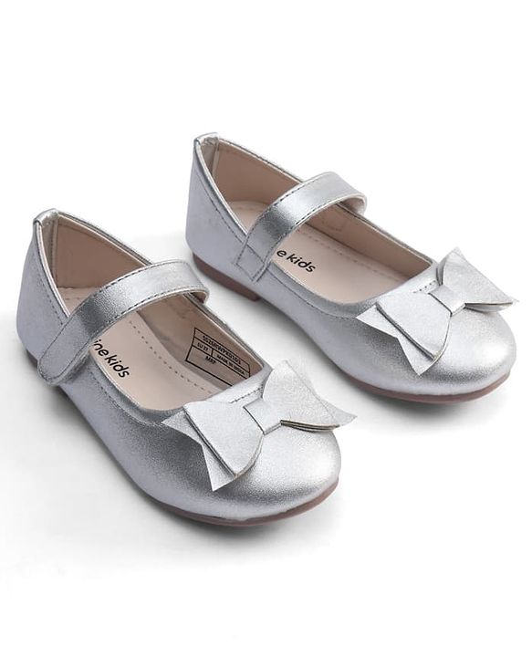 Pine Kids Velcro Closure Ballerina With Bow Applique - Silver