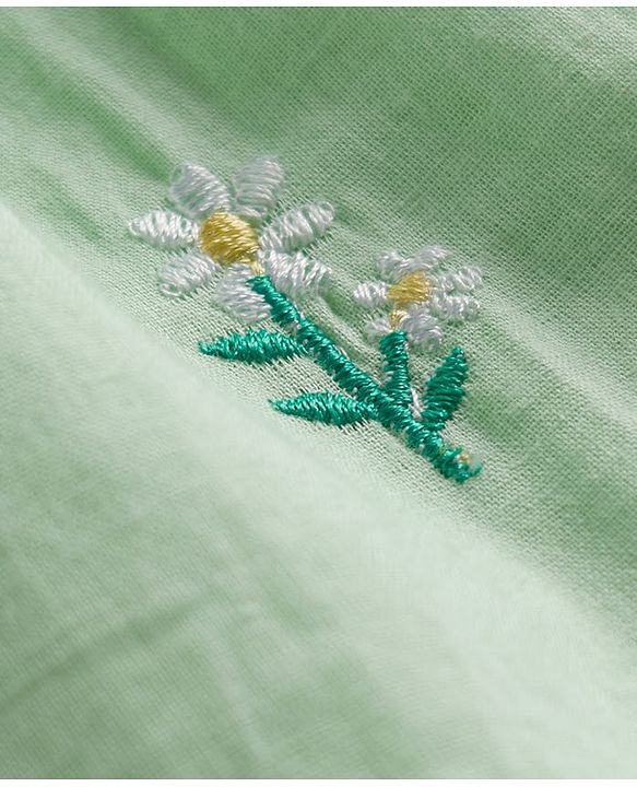 Babyhug Cotton Woven One Piece Dresses/Frocks Embroidered Green 3-6 Months