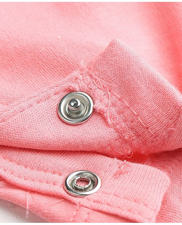 Babyhug Single Jersey Knit Romper Style Dungaree & T-Shirt With Kitten & Polka Dots Print - Pink & White